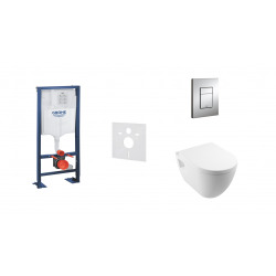 Rapid SL + Cuvette rimless SM26/abattant frein de chute + Plaque de commande + Set d'isolation phonique (AutoportantSM26)
