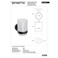 BEMETA Porte-verre DARK en laiton noir et en verre 7x9,5x10,5cm (XB900)