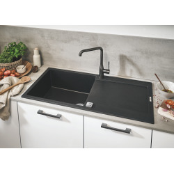 Grohe K500 Evier de Cuisine avec Egouttoir Noir Granite Quartz 1000 x 500 (31645AP0)