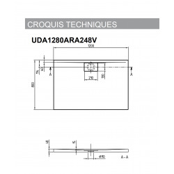 Receveur Architectura Metalrim, 1200 x 800 x 48 mm, anthracite (UDA1280ARA248V-1S)