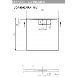 Receveur Architectura Metalrim, 900 x 900 x 48 mm, anthracite (UDA9090ARA148V-1S)