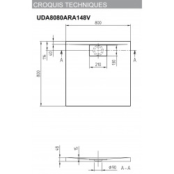 Receveur Architectura Metalrim, 800 x 800 x 48 mm, anthracite (UDA8080ARA148V-1S)