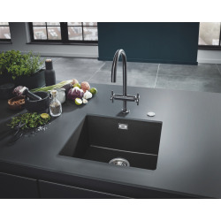 Grohe K700 Evier sous-plan 417 x 366mm +  Vidage, siphon, bonde inclus, Quartz Noir Granite (31653AP0)