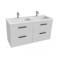 Armoire Jika CUBE 4 tiroirs double vasque 120 × 43cm, blanc