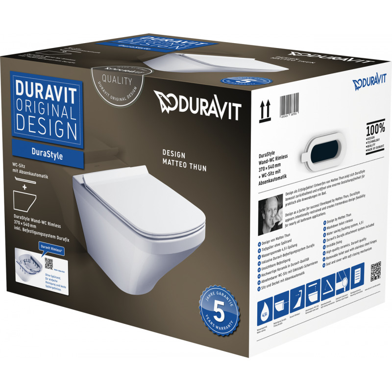 Duravit DuraStyle Pack WC suspendu Duravit Rimless® (45510900A1