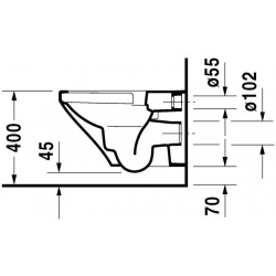 DURA-STYLE - Cuvette suspendue Duravit Rimless® à fond creux, 370*540mm (2551090000)