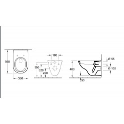 cuvette WC suspendue ovale à fond creux O.NOVO blanc alpin pour bâti support (56601001)