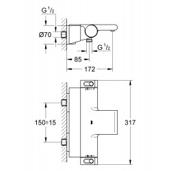 Grohtherm 2000 mitigeur thermostatique bain / douche 1/2 (34467001)