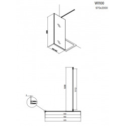 Paroi de douche à l'italienne 97x200cm Walk-in, verre fumé (SIKOWI100KS)