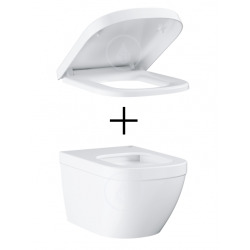 Pack WC Rapid SL autoportant + Euro Ceramic Cuvette WC suspendue compact Triple Vortex, blanc alpin (ProjectEuroCompact-1)