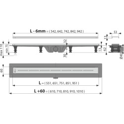 Caniveau de douche avec grille en acier 650mm perforée (CPZ18-650M)