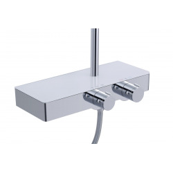 Colonne de douche avec mitigeur thermostatique, Tête de douche XXL 28.7cm, Barre réglable en hauteur, Blanc/Chrome (SATSSTHP)  Colonne de douche avec mitigeur thermostatique, Tête de douche XXL 28.7cm, Barre réglable en hauteur, Blanc/Chrome (SATSSTHP)