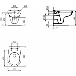 Pack WC suspendu sans bride + abattant softclose Eurovit