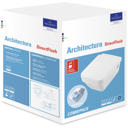 bâti-support UP100 + plaque Delta50 + cuvette Villeroy & Boch Architectura sans bride + abattant softclose (ArchiRimlessGeb3)