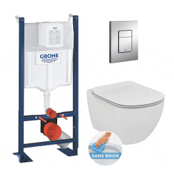 Pack WC Rapid SL autoportant + cuvette Ideal Standard T354601 + plaque Skate Cosmo chrome (ProjectTesi-1)