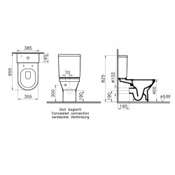 S50 Cuvette WC monobloc sans bride (rimless), compact, Blanc (5746B003-0585)