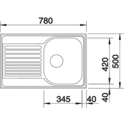 Évier TIPO 45 S Compact 780x500 mm, inox brillant (513441)