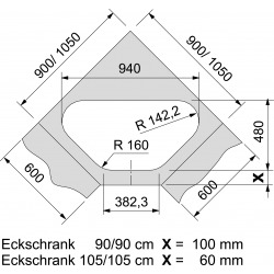 Franke MON 681 E évier, 960x500 mm + siphon