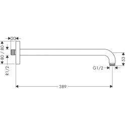 Bras de douche E M 1/2" 389 mm (27446000)