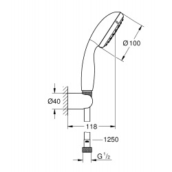 Tempesta 100 Support de douche mural 2 jets, chromé (2779810E)