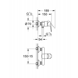 Grohe BauEdge Mitigeur monocommande Douche (23333000)