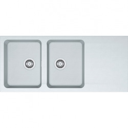 Orion OID 621 - Evier de cuisine 2 bacs, en Tectonite®,  Blanc Artic (114.0276.031)