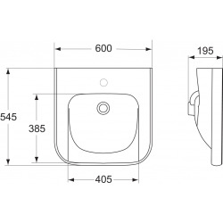 Lavabo PMR 60 x 55 cm, Blanc (S221901)