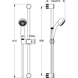 Barre de douche Aqua 61 cm, Douchette 2 jets, chromé (D6040AA)  Barre de douche Aqua 61 cm, Douchette 2 jets, chromé (D6040AA)