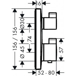Ecostat Square Set de finition pour mitigeur thermostatique Square encastré avec robinet d'arrêt et inverseur, chromé (15714000)  Ecostat Square Set de finition pour mitigeur thermostatique Square encastré avec robinet d'arrêt et inverseur, chromé (15714000)