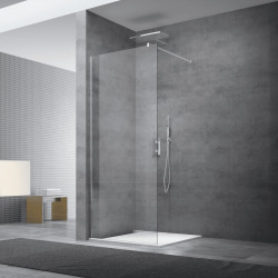 Paroi de douche à l'italienne 97x200 cm Walk-in, anti-calcaire, verre transparent (WI100-SET)