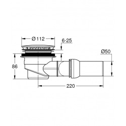 Clapet de vidage horizontal Pour receveurs de douche UNIVERSAL, chromé (49534000)