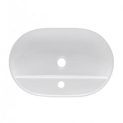 Vasque à poser ovale 60 x 40 cm - blanc brillant - avec trou de robinetterie - sans trop-plein - SAT Infinitio