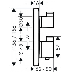  Set de finition pour mitigeur thermostatique encastré avec robinet d&apos;arrêt et inverseur, noir mat (15714670)