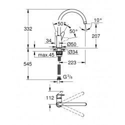  BauCurve, mitigeur monocommande évier, chrome (31536001)