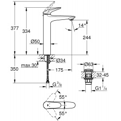  Wave, mitigeur monocommande lavabo taille XL, chrome (23585001)