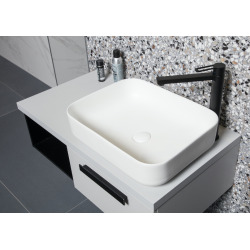 Set vasque à poser rectangulaire 50x39x13cm sans trop-plein + bonde à écoulement libre Infinitio blanc