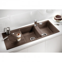  ZIA 8 S Evier en composite de granit  SILGRANIT PuraDur double bac avec égouttoir, anthracite