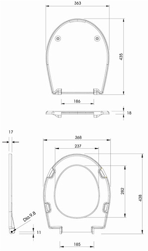 Abattant WC Duroplast Kenton Déclipsable Avec Frein de Chute