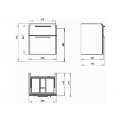Rekord meuble lavabo 40 X 59,1 X 32,5 cm, universel droite et gauche, blanc brillant (89543000)