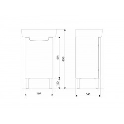 Rekord Armoire de lavabo 50 X 59,1 X 38,5 cm, universel droite et gauche, blanc brillant (89545000)