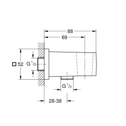 Euphoria Cube coude à encastrer 1/2″, Hard graphite (26370A00)