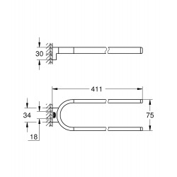 Selection Barre porte-serviette non pivotable, Hard graphite (41059A00)