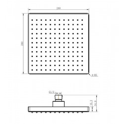  Douche de tête design carré, chrome (SIKOBSHSHP41)