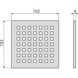  Grille en acier inoxydable pour drain de douche 102x102 mm (MPV014)