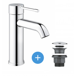 Grohe Essence Nouveau - mitigeur de lavabo chrome + Bonde clic clac Grohe pour lavabo avec trop-plein