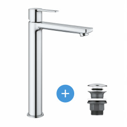 Lineare Mitigeur Monocommande Lavabo Taille XL + Bonde clic clac Grohe pour lavabo avec trop-plein (23405001-CLICCLAC)