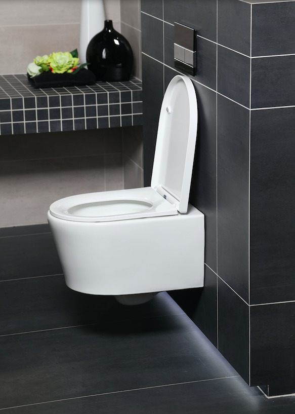 WC suspendu turboflush sans bride ONE caréné avec abattant frein de chute  inserts blanc - Geberit