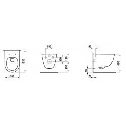  Pack WC suspendu sans bride, fixations cachées, abattant slim frein de chute (H8669570000001)