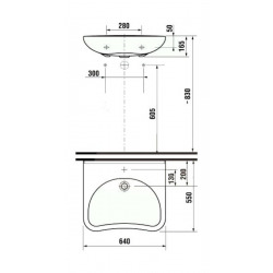 Mio Lavabo PMR sans obstacle 64x55 cm trou pour robinetterie au milieu (1371.4.000.104.1)