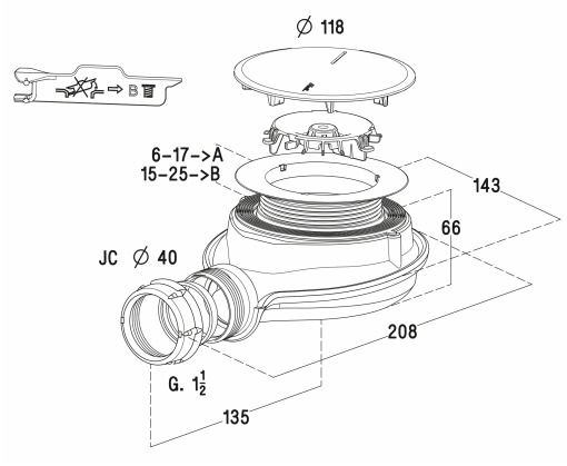 Nicoll Turboflow XS Bonde siphoïde pour receveur de douche - technologie  Magnetech - Ø 90 mm (0205800) - Livea Sanitaire